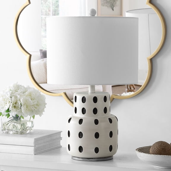 Safavieh Kencia 22.25 in. Polka Dot Table Lamp, Cream/Black