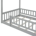 thumbnail image 3 of Twin Size Wooden House Bed, Montessori Bedframe with Fence and Roof, Floor Bed for Girls Boys Teens, Saving Space, 3 of 7