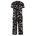 thumbnail image 4 of FAFWYP Women's 2 Piece Pajamas Sets Floral Printed Pj Sets Soft Sleepwear Short Sleeve Crewneck Tops & Capri Pants Lounge Sets Nightwear, S-3XL, 4 of 5