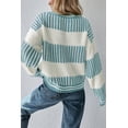thumbnail image 3 of Women's Light Blue Two Tone Striped Sweater – Casual Loose Fit for Fall & Autumn | L, 3 of 6