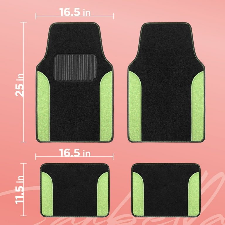 Carbella Sparkle Glitter Car Mats Carpet Floor Mats for Car Bling Auto Accessories Shiny Car Floor Mats for Women Cute Shiny Design Lemon Lime Walmart