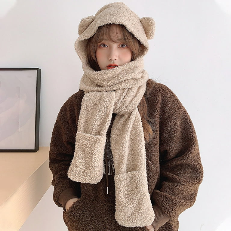 Wraps Cashmere Knitted Scarf Bear Winter Neck Scarf Elegant Long