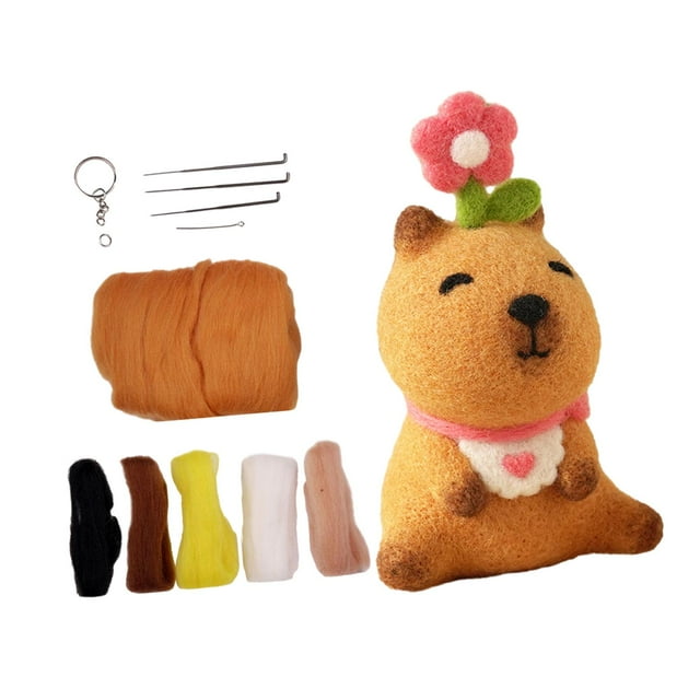 GUOOL Poupée Capybara Ensemble Unique de Matériel en Laine Bricolage pour Ados Enfants Débutants E
