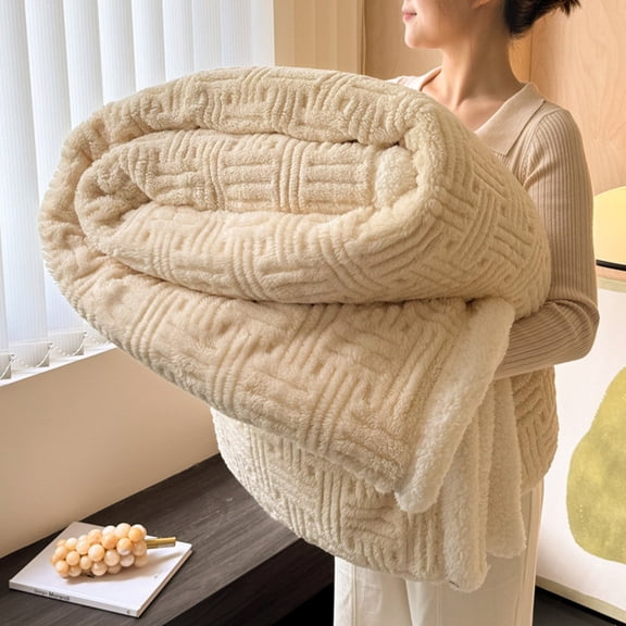 Soft Throw Blanket for Couch - Fluffy Blankets Gifts for Women Men, Cute Cozy Warm Throw for Bedroom Home Decor Gifts Comfortable for Spring Autumn and Winter, Beige, 39x59 Inches