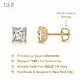thumbnail image 3 of Tilo Jewelry 14K Yellow Gold .20 Carat Solitaire Princess-Cut Diamond Stud Post Earrings with Secure Screw-backs | 2.5mm | Lab Grown Diamond Earrings | Women, Men, Unisex, 3 of 11