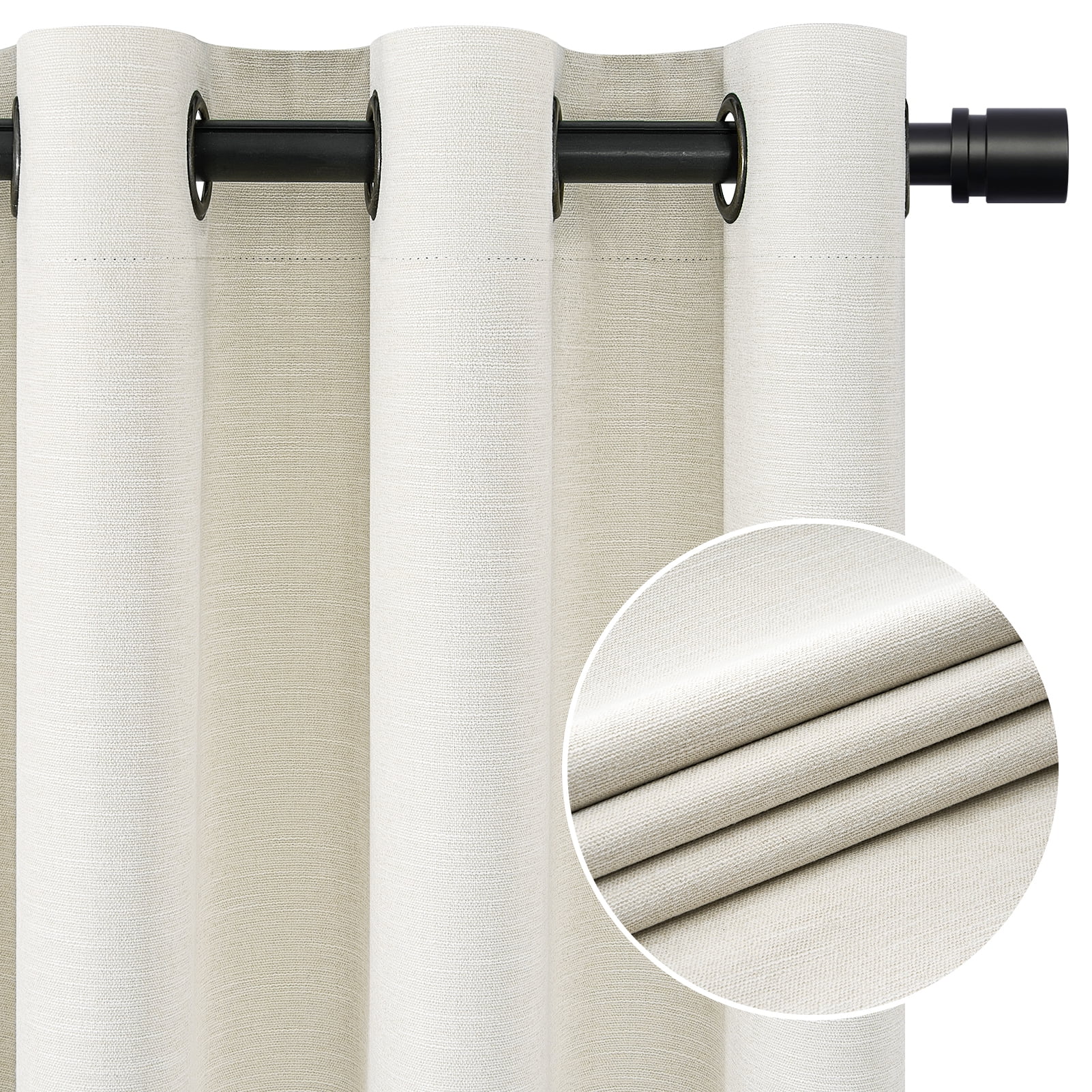 Top Finel Grommet Top Blackout Curtains, Birch, 52" x 108", 2 Panels