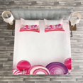 thumbnail image 3 of Ambesonne Modern Quilted Bedspread Set 3 Pcs, Rainbow Swirl Lollipop, King Size, Dark Coral Pale Pink, 3 of 3