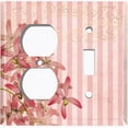 thumbnail image 4 of Metal Light Switch Plate Outlet Cover Tropical Pink Floral Striped Damask FLW065, 4 of 13