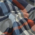 thumbnail image 6 of Chezmoi Collection 3-Piece Lodge Plaid Sheet Set Twin Size, Blue Orange White Herringbone Plaid Stripe Printed Brushed Microfiber Lightweight Breathable Deep Pocket Bed Sheets, 6 of 9