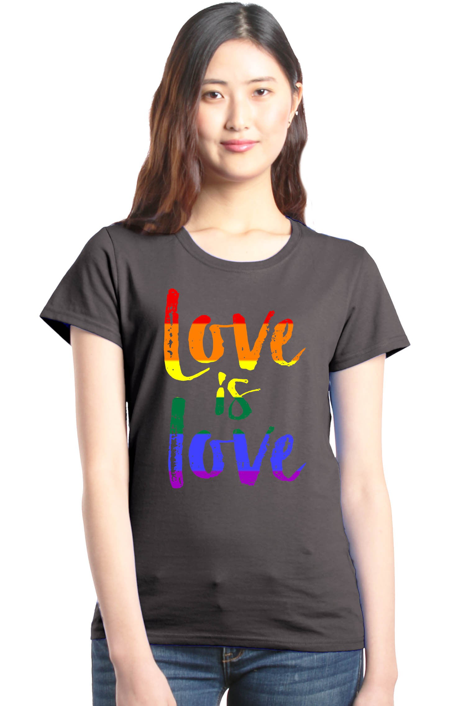 Shop4Ever - Shop4Ever Women's Love is Love Rainbow Gay Pride Graphic T ...