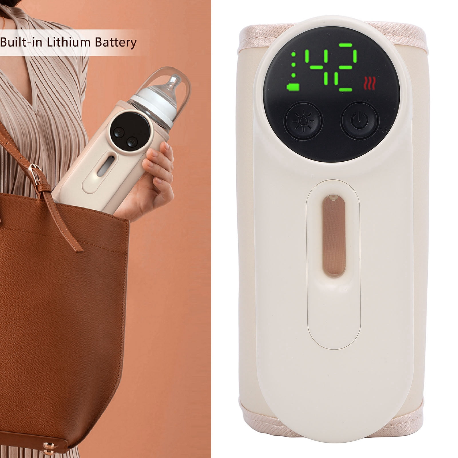 Yajisi Portable Milk Bottle Warmer with Temperature Display, Fast Heating Rechargeable Breastmilk Heater for Travel (5.91 in / 15 cm)
