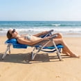 thumbnail image 4 of Costway Beach Chairs Set of 2 with 5-Position Backrest Padded Headrest Cup Holder for Lawn Coconut Blue, 4 of 9
