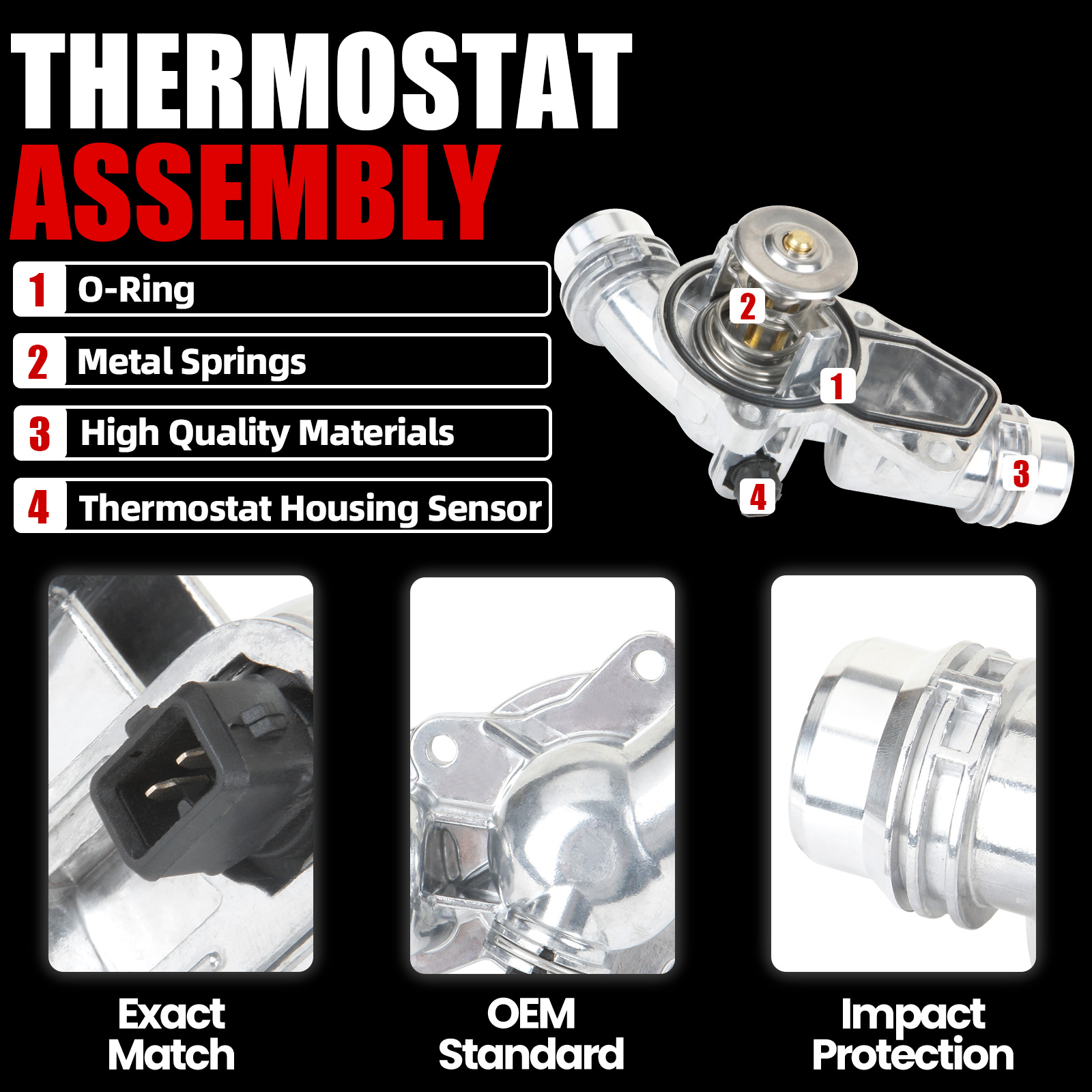 MITZONE Upgrade Aluminum Thermostat Assembly with Housing Compatible with BMW E46 E39 E60 E83 E53 E85 325i 330i 525i 530i X5 X3 Z3 Z4 Replace 11537509227
