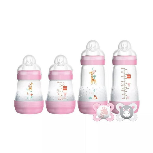 MAM Feed & Soothe Bottle & Pacifier Gift Set, Girl, 0+ Months, 6Count