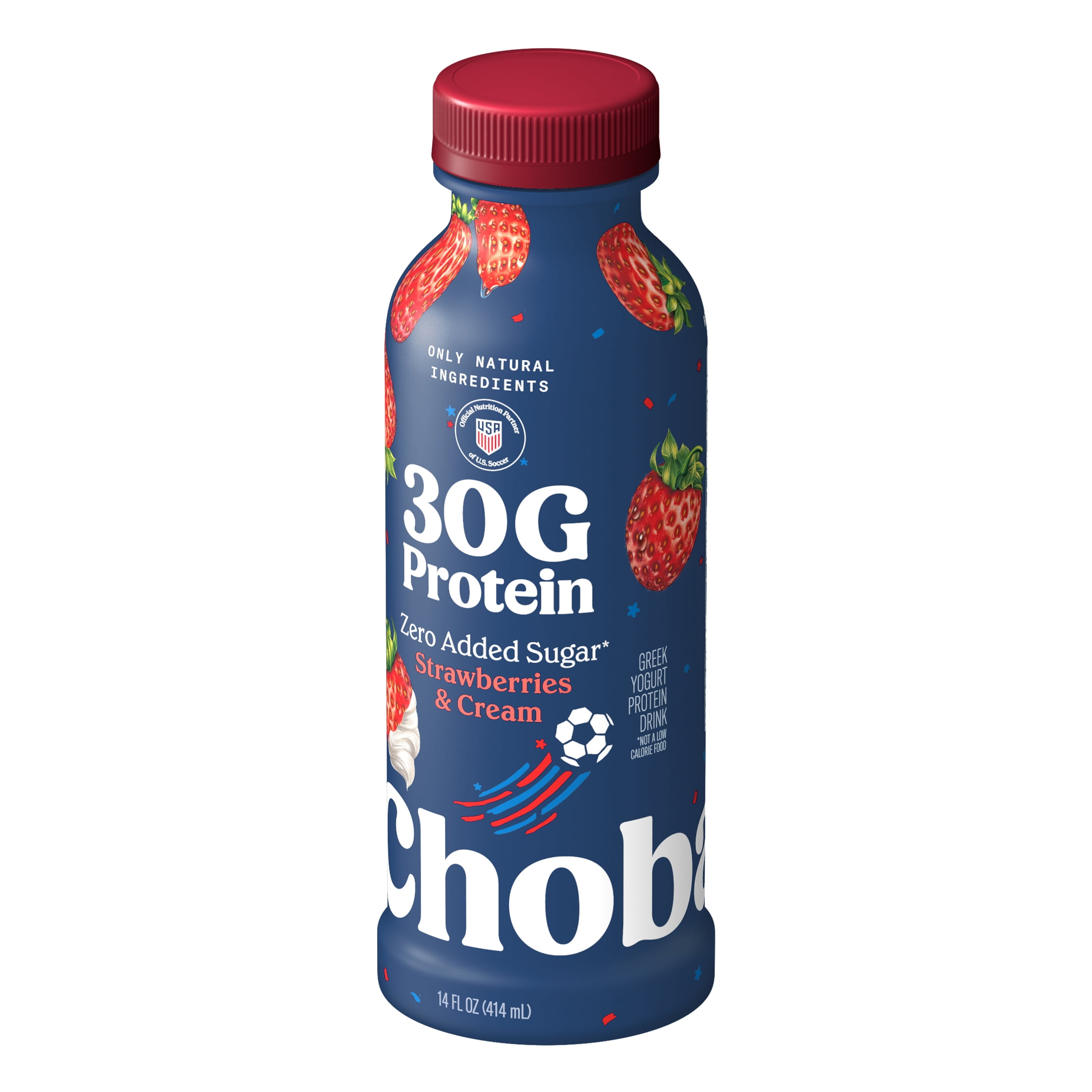 Chobani 30G Protein Low-Fat Greek Yogurt Drink Strawberries & Cream 14 fl oz Bottle