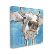 Close Up White Cattle Farm Animal Portrait Animals & Insects Gallery-Wrapped Canvas Print Wall Art, 17x17
