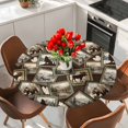 thumbnail image 2 of Round Table Cover 36-44 Inch Moose Bear Icons Waterproof Reusable Table Cloth Round Fitted Vinyl Tablecloth with Elastic Edged for Parties Outdoors, Rustic Vintage Brown Forest Scenic Frames, 2 of 7