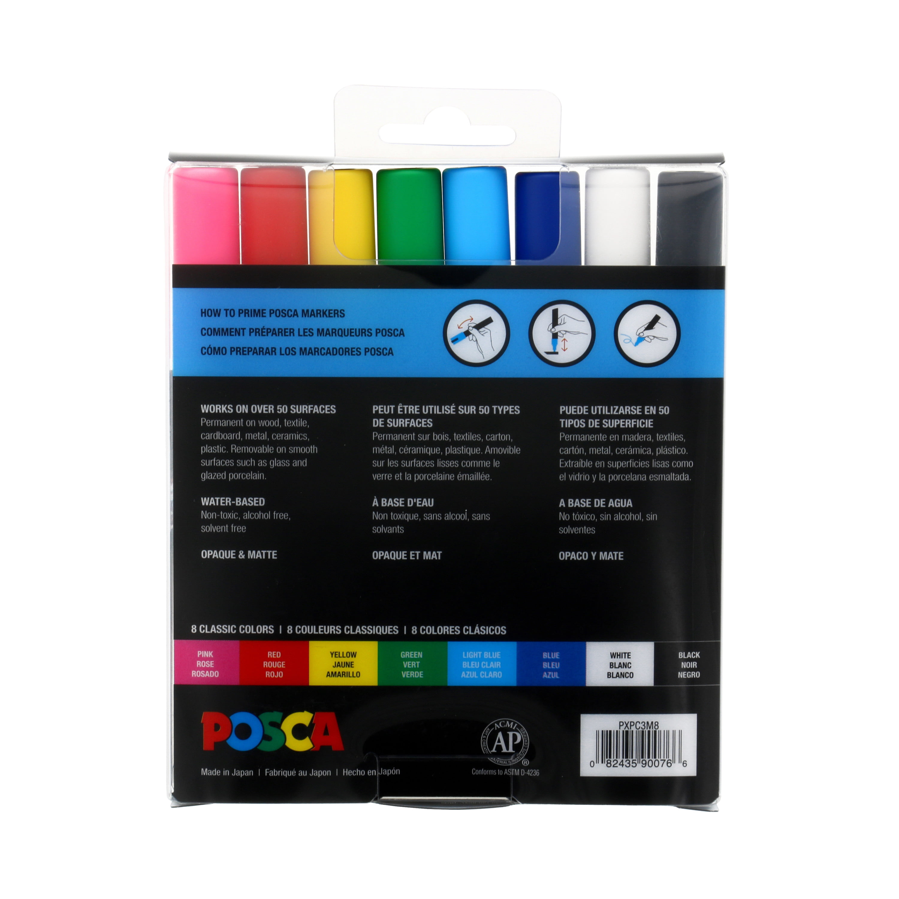 Uni Posca 8-Tip Acrylic Paint Marker Set, Black, Non-Toxic, ACMI Certified,  Allows You to Color on Any Surface, Ideal for Graffiti, Fine Art, DIY
