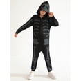 thumbnail image 5 of Usaibhir Boys Girls Halloween Skeleton Costume Unisex Comfy Zip Up Jumpsuit Skull Hoodie Cosplay Outfit for Kids 3-12T, 5 of 10