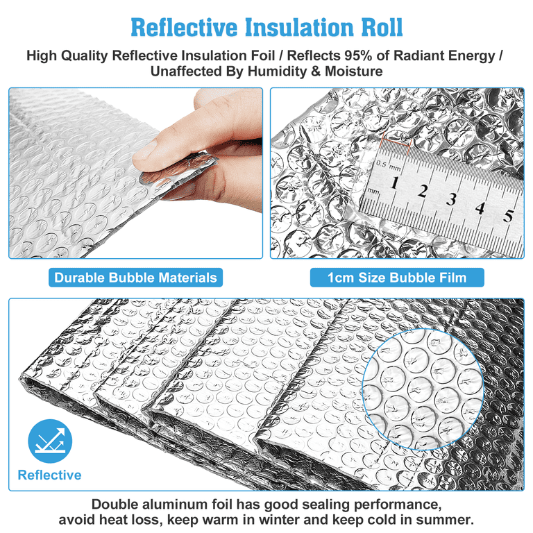 IES Reflective Foil Insulation Roll – Double Bubble, 12x5 FT, R8 Value (5 SQFT), Reflectix Style