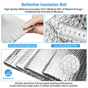 UCINNOVATE Reflective Insulation Sheet, Window Foil Insulation for Summer Heat, 39x118 inch RV Insulation Double Side Aluminum Thermal Bubble Wrap, Reflectix Insulation for Attic RV Window Garage Roof
