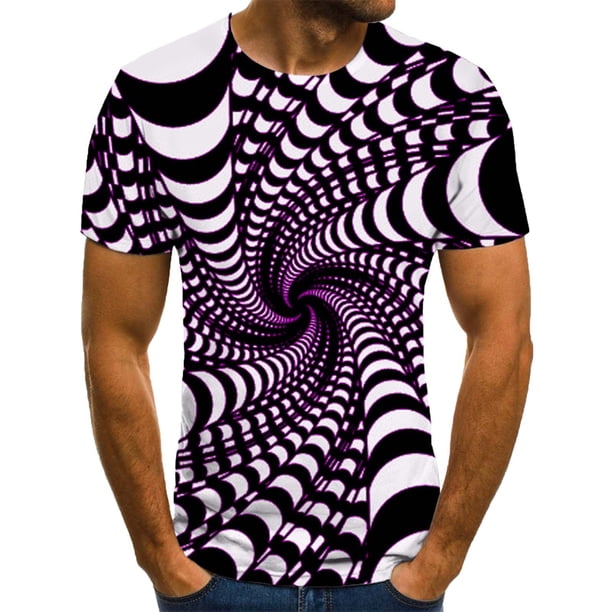 Blusa de manga corta con estampado de cuello redondo para hombre Pompotops oipoqjl5974