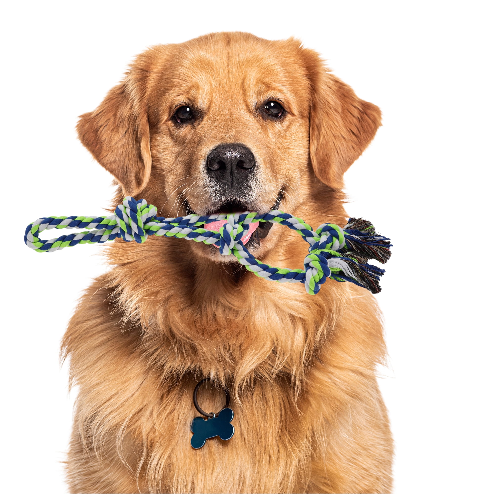 Unique Bargains Knots Shape Dog Chew Rope Durable Braided Cotton Teeth Cleaning Rope for Cats Dogs Rose Blue Green