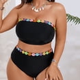 thumbnail image 3 of Junur Women's Sets with Chest Pad without Underwire Floral Print Trim Scoop Neck Swimsuits High Waisted Bathing Suits L-5XL, 3 of 9
