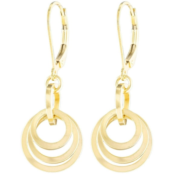 Tahmi 14kt Gold Filled Flat Circle Leverback Dangle Earring Cute Yellow Gold Earrings for Women