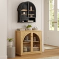 thumbnail image 5 of EYYTHUNG Arched Wall Cabinet, Floating Bathroom Medicine Cabinets, Modern Storage Cabinet with Acrylic Door and Open Shelf, Wall Mounted Storage Organizer, Black Oak, 5 of 7