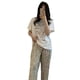 thumbnail image 4 of Pijama de otoño para mujer, pantalón de manga corta, jersey de cuello redondo, de algodón de imitación, ropa de hogar dulce para niña, 4 of 6
