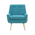 thumbnail image 3 of Linon Trelis Upholstered Tufted Accent Chair Natural Wood Legs in Teal Fabric, 3 of 12