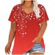 thumbnail image 1 of Camisetas Casuales de las Mujeres Más Tamaño V-Cuello Impresión Manga Corta Color Sólido Base de Verano Superior, Ligero para Diario, 1 of 9
