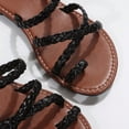 thumbnail image 4 of Summer Womens Sandals Casual Versatile Plus Size Solid Color Pearl Round Toe Open Toe Flat Weave Summer Indoor And Outdoor Summer Beach Walking Sandals On Indoor Outdoor, 4 of 9