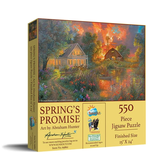 SUNSOUT INC - Spring's Promise - 550 pc Jigsaw Puzzle by Artist: Abraham Hunter - Finished Size 18" x 24" - MPN# 69862