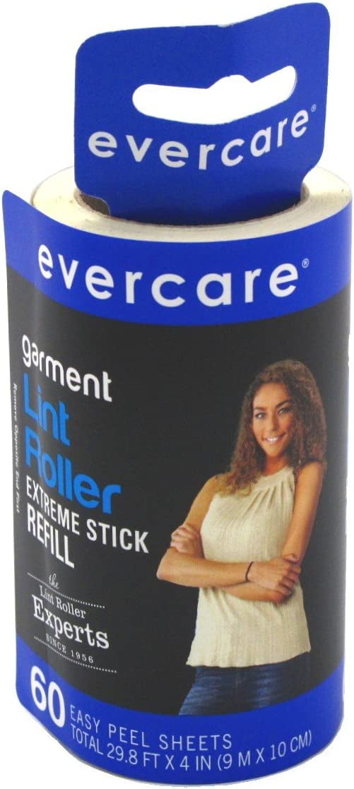 Evercare Garment Lint Roller Extreme Stick Refill Sheets, 60 Ea, 2 Pack