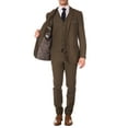 thumbnail image 2 of Ferrecci Men's Bradford Cognac Brown Slim Fit Notch Lapel 3 Piece Vintage Tweed Heritage Suit Set - Blazer Jacket, Vest and Pants, 2 of 5