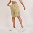 thumbnail image 4 of Summer Cargo Shorts for Women Bermuda Quick Dry High Waisted Drawstring Knee Length Plus Size Ladies Hiking Shorts with Pockets, 4 of 5
