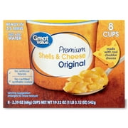 Great Value Original Premium Shells & Cheese Microwavable Cups, 8 Count