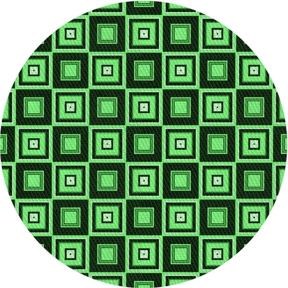 Ahgly Company Machine Washable Indoor Round Transitional Dark Forest Green Area Rugs, 8' Round