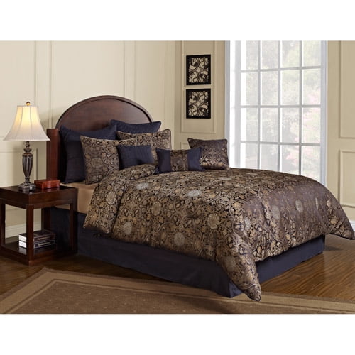 Genova 9Piece Bedding Comforter Set, Black