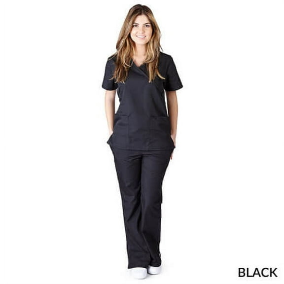 Women's Six-Pocket Mock Wrap Medical Scrub Set