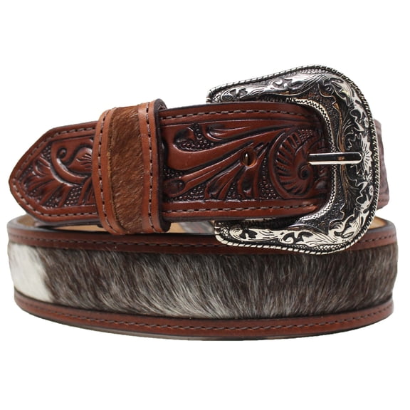 30 Western 1-1/2" Wide Floral Tooled Full-Grain Brown Leather Belt 26RS12BR