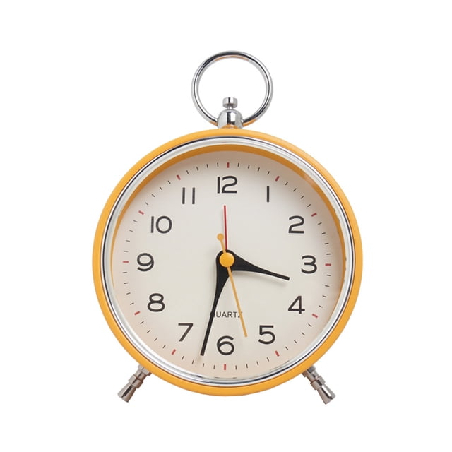 Thinsony Retro Clock Table Alarm Clocks European Style Round Dial Vintage Desk Watch Non-Ticking Portable Hanging Watches Orange