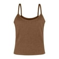 thumbnail image 5 of GPOECD Ladies U Neck Slim Strap Elastic Fitted Tank Top Breathable Comfortable Basic Vest for Daily Wear and Leisure Z7314-Coffee,XL, 5 of 5