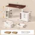 thumbnail image 2 of 55" Farmhouse Electric Standing Desk with 3 Drawers and Storage Shelves, Height Adjustable Computer Desk for Home Office, Study Writing Table, 2 of 7