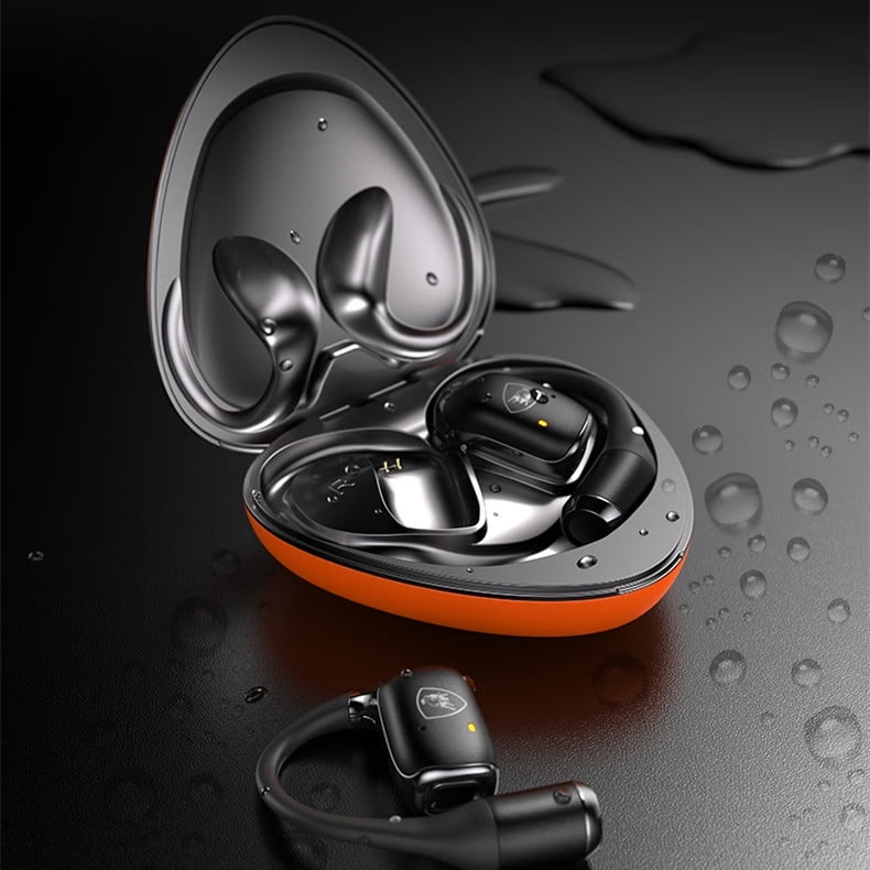 E EYAFA Lamborghini OWS Bluetooth Earbuds with Dual Microphone Intelligent Noise Reduction HiFi Sound Bluetooth Headsets-Black
