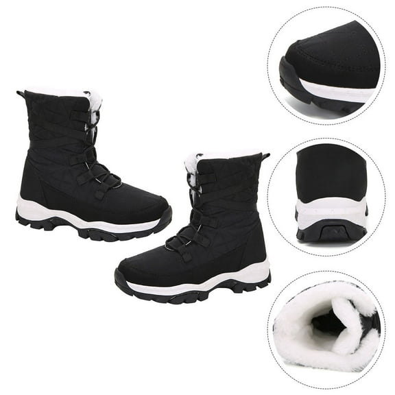 LULULION Fashionable Black Women's Midtube Snow Boots for Outdoor Wear Umbrella Cloth Comfortable and Warm 70100 Size
