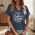 thumbnail image 2 of Telankuip 2026 Sisters Trip T-Shirts for Women Loose Fit V-Neck Short Sleeve Graphic Tees Summer Beach Vacation Travel Comfort Breathable Casual Tops with Letter Printed Design Navy XXXL, 2 of 4