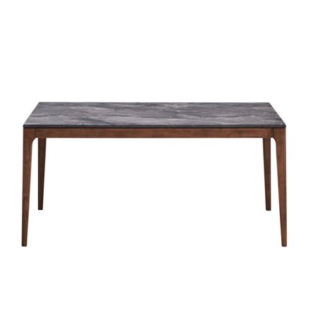 Walnut Finish Dining Table With Engineered Stone - Contemporary Style Strong Structure Top In Versatile Use Laminated Board